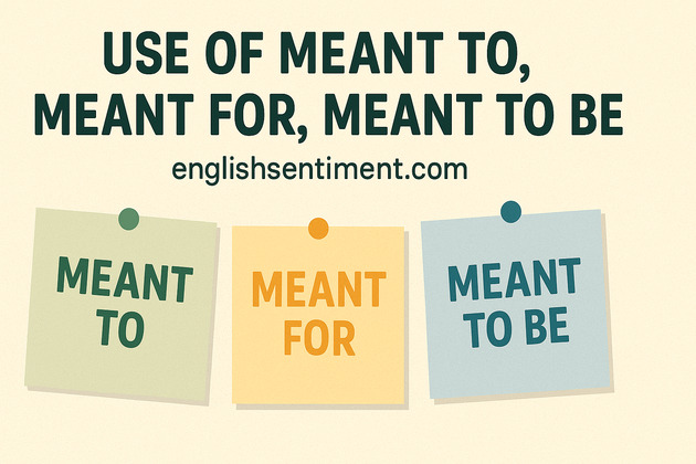 nfographic explaining the use of meant to, meant for, and meant to be with examples